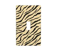Minimalist Zebra Stripes Pale Gold Light Switch Cover Decorative Single Toggle 1 Gang Wall Plate for Kitchen Farmhouse Bedroom Bathroom Art Decor