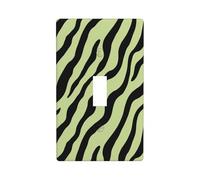 Minimalist Zebra Stripes Pastel Honeydew Light Switch Cover Decorative Single Toggle 1 Gang Wall Plate for Kitchen Farmhouse Bedroom Bathroom Art Decor