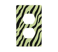 Minimalist Zebra Stripes Pastel Honeydew Outlet Cover Light Switch Cover Decorative 1 Gang Wall Plate for Kitchen Room Bathroom Size 7x11.4cm