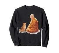 Minimalist Zen Art Peace Walking Monks and Dog Mindfulness Sweatshirt