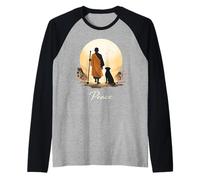 Minimalist Zen Art Walk for Peace Monks with Aloka Dog Raglan Baseball Tee