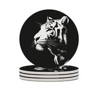 Minimalistic A Asian Tiger Coasters Set of 4 Absorbent Coasters
