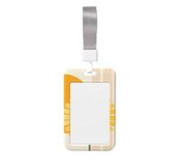 Minimalistic Abstract Sunflower Boho Sliding Id Badge Holder Hard Plastic Work Card Case Name Tag Protector for Nurses Office