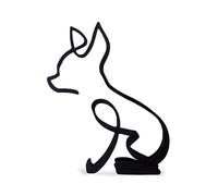 Minimalistic Black Chihuahua Dog Metal Statue Art Figurine Gift Desktop Home Ornament Pet Decor. (Large: 24x20cm)