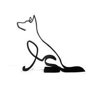 Minimalistic Black German Shepherd Dog Metal Statue Art Figurine Gift Desktop Home Ornament Pet Decor (Large: 25x26x3cm)