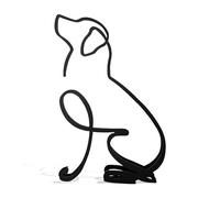 Minimalistic Black Labrador Dog Metal Statue Art Figurine Gift Desktop Home Office Ornament Pet Decor (Large: 25x16x3cm)