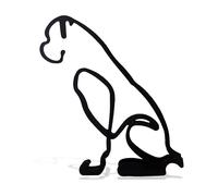 Minimalistic Black Metal Boxer Dog Statue Art Figurine Gift Home Decor Ornament Version (Small)