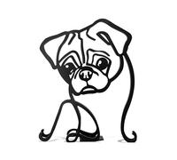 Minimalistic Black Metal Cute Pug Dog Statue Art Figurine Gift Desktop Ornament Home office Decor Version