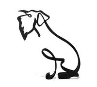 Minimalistic Black Metal Schnauzer Dog Statue Art Figurine Gift Desktop Ornament Decor (Large: 24x22x3cm)