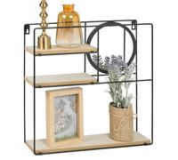 Minimalistic Decorative Metal Wood Floating Display Shelving Integrated Mirror