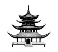 Minimalistic icon Representing a Buddhist Temple Wall Decals 67.2x68.3cm It Won't Fall Off Black