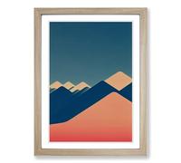 Minimalistic Mountains Framed Print | A2 Oak Framed Wall Art | Ready to Hang | Minimalist Landscape Picture | Living Room Bedroom Lounge Office