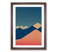 Minimalistic Mountains Framed Print | A2 Walnut Framed Wall Art | Ready to Hang | Minimalist Landscape Picture | Living Room Bedroom Lounge Office