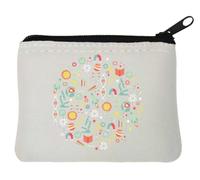 Minimalistic Science Symbols Math Chemistry Physics Neoprene Coin Purse Pouch 10x11cm White