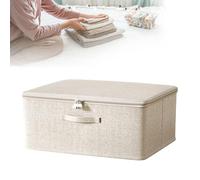 MinimalistLinen Lockable Storage - Foldable Fabric Organizer Box with Dual Zippers, Stackable Design for Clothes, Toys & Seasonal Wardrobe