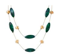 Minimalists Geometric Double Layer Resin Bead Necklace Adjustable Chain Alloy for Daily Comfortable Wear, As the pic show, Metal, No Gemstone