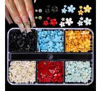 Minimalists Press on Flower Nails Accessories, Waterproof, C | Acrylic Flower Art Charm for Nails Designs, Realistic Flower Blossom Nails Jewels Matte Finish