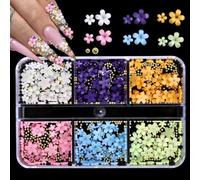 Minimalists Press on Flower Nails Accessories, Waterproof, F | 0.1mm Thick Resin Decorations for Wedding, Aesthetic Floral Nails Art Set Mix Matching, Professional Artists