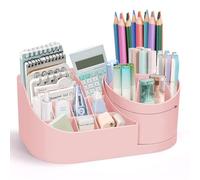minimaliving Desk Organiser,360 Degree Rotating Pen Holder for Desk,2-in-1 Pencil Pot with 16 Compartments,Nordic Style Pen Organizer,Non-Slip Desktop Storage for Office,Cosmetics,School(Blush pink)