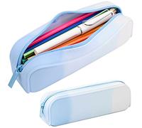 minimaliving Pencil Case, Colourful Silicone Waterproof Pencil Case Aesthetic Lightweight & Portable Pencil Case Boys Stylish Small Office Supplies for Adults, Women and Men, blue, School