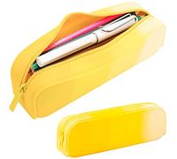 minimaliving Pencil Case, Colourful Silicone Waterproof Pencil Case Aesthetic Lightweight & Portable Pencil Case Boys Stylish Small Office Supplies for Adults, Women and Men, yellow, School