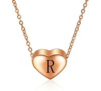 Minimally Designed Stainless Steel Rose Gold Heart-Shaped Titanium Steel Necklace With 26 English Letters