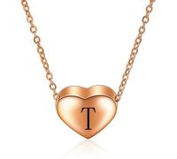 Minimally Designed Stainless Steel Rose Gold Heart-Shaped Titanium Steel Necklace With 26 English Letters