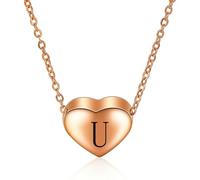 Minimally Designed Stainless Steel Rose Gold Heart-Shaped Titanium Steel Necklace With 26 English Letters