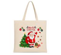 MINIMARG Printed 100% Cotton Tote Bag Souvenir for Presents | London Canvas Gift Bag | Reusable UK Shopping Bag | Size 38x42cm+65cm long Handle (Christmas Large-38x42cm-1Pack)
