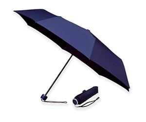 MiniMax Compact Folding Travel Umbrella, Lightweight Umbrella, Colour Coordinated Handle, Sleeve and Strap, Mini, Small, Handbag, Pocket Umbrella (Navy Blue)