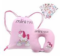 MiniMax Ride On Suitcase Accessories Set for Kids - Drawstring Travel Bag, Children’s Neck Pillow & 50 Fun Stickers - Cabin Size Ride-On Luggage Add-Ons - Travel Essentials Gift Set (Unicorn)