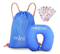 MiniMax Ride On Suitcase Accessories Set for Kids - Drawstring Travel Bag, Children’s Neck Pillow & 50 Fun Stickers - Cabin Size Ride-On Luggage Add-Ons - Travel Essentials Gift Set (Blue)