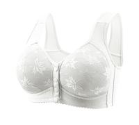 Minimiser Bras for Women UK,Front Fastening Bras for Women UK No Underwire Full Coverage Seniors Bra Wireless Plus Size Push Up Everyday Bralettes Button Down Breathable Cotton Underwear,3-White 4XL