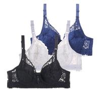 Minimizer Bras for Women UK Minimiser Comfort Non-Foam Wired Full Cup Underwired Plus Size Adjustable Straps Push Up Support Floral Lace Everyday Soft Bra for Large Busts