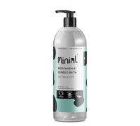 Miniml All Natural Body Wash and Bubble Bath - 1L Bottle Moisturising Tea Tree and Mint Sensitive Skin Eco Shower Gel Bath Soak - Vegan Friendly High Foam