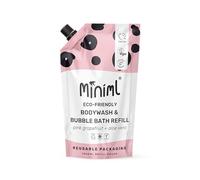 Miniml All Natural Body Wash and Bubble Bath - 1L Refill Moisturising Pink Grapefruit and Aloe Vera Sensitive Skin Eco Shower Gel Bath Soak Vegan Friendly High Foam