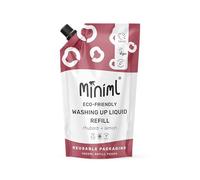 Miniml Eco Washing Up Liquid 1L Refill Rhubarb & Lemon Skin Sensitive Friendly Dish Wash Cleaner Plant Based Vegan Cruelty Free Natural Cleaning Products (100 Washes)