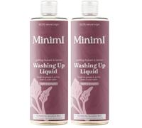 Miniml Washing Up Liquid Rhubarb & Lemon 400ml - Plant Based Vegan Dish Soap, Biodegradable, Non-Toxic, Tough on Grease, Gentle on Hands (Pack of 2)