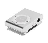 MiniMP3 BackClip Player, Portable Digital Music Media Player with Earphone and USB Cable, Long Battery Life for Outdoor Activities, 8GB Memory Card Slot (Silver)