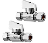 Minimprover 2 Pack Premium Lead Free Brass 1/4" Compression x 1/4" Compression Angle Valve Quarter Turn Water Straight Angle Valve
