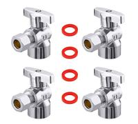 Minimprover 4 Pack Premium Brass Chrome plated 1/2" FIP Female Thread x 3/8 Inch OD Compression Quarter Turn Water Angle Stop Valve Shut Off