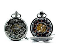 Minimum Mouse Chinese Dragon Black Mechanical Hand Wind Pocket Watch