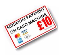 Minimum Payment on Card £10 Stickers - Credit/Debit Card Accepted Signs for Taxis, Shops, and Retail - Payment Stickers for Business Windows & Counters - Durable, Easy-to-Apply Labels