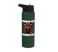 Minimum Wage Maximum Rage Cringe Skeleton Stainless Steel Insulated Water Bottle