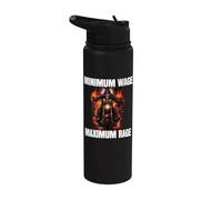 Minimum Wage Maximum Rage Cringe Skeleton Stainless Steel Insulated Water Bottle