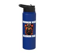 Minimum Wage Maximum Rage Cringe Skeleton Stainless Steel Insulated Water Bottle