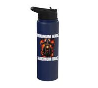 Minimum Wage Maximum Rage Cringe Skeleton Stainless Steel Insulated Water Bottle