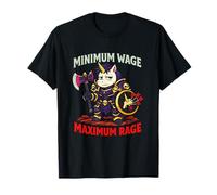 Minimum Wage Maximum Rage Funny Sarcastic Unicorn Anti Work T-Shirt