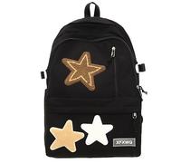 MININAI Y2k Backpack with Kawaii Pendant Aesthetic Star Backpack Cute Preppy Laptop Book Bag Back to College Supplie, Black, One Size, Modern