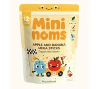 MININOMS Apple & Banana Mega Sticks Organic Toddler Snacks - Rice Snack for 12+ Months 30g (1 Pack) | Fruit-Flavoured Stick Finger Food for Toddlers Self-Weaning | Healthy, Vegan & Not Ultra-Processed